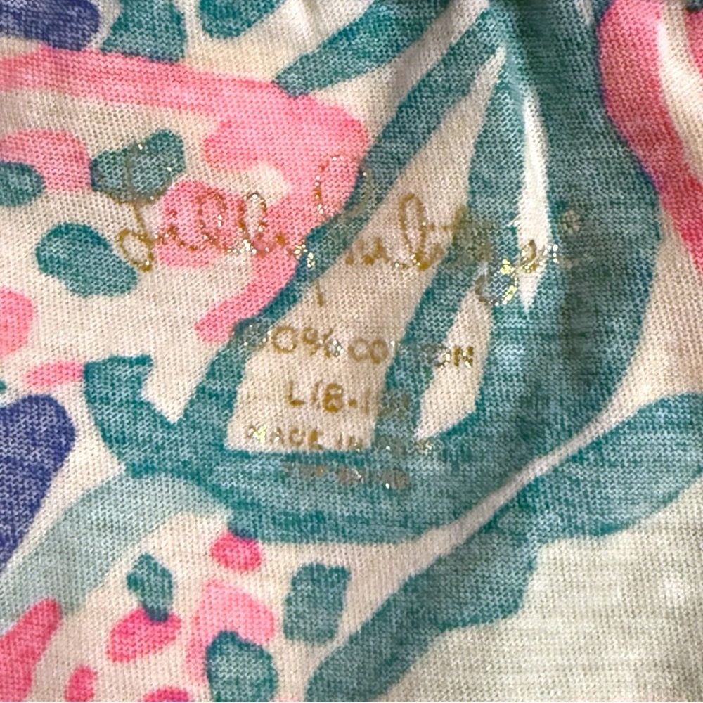 Lilly Pulitzer Girls Large 8-10 Ruffle Shorts Tropical Floral Cotton Summer - Picture 3 of 3